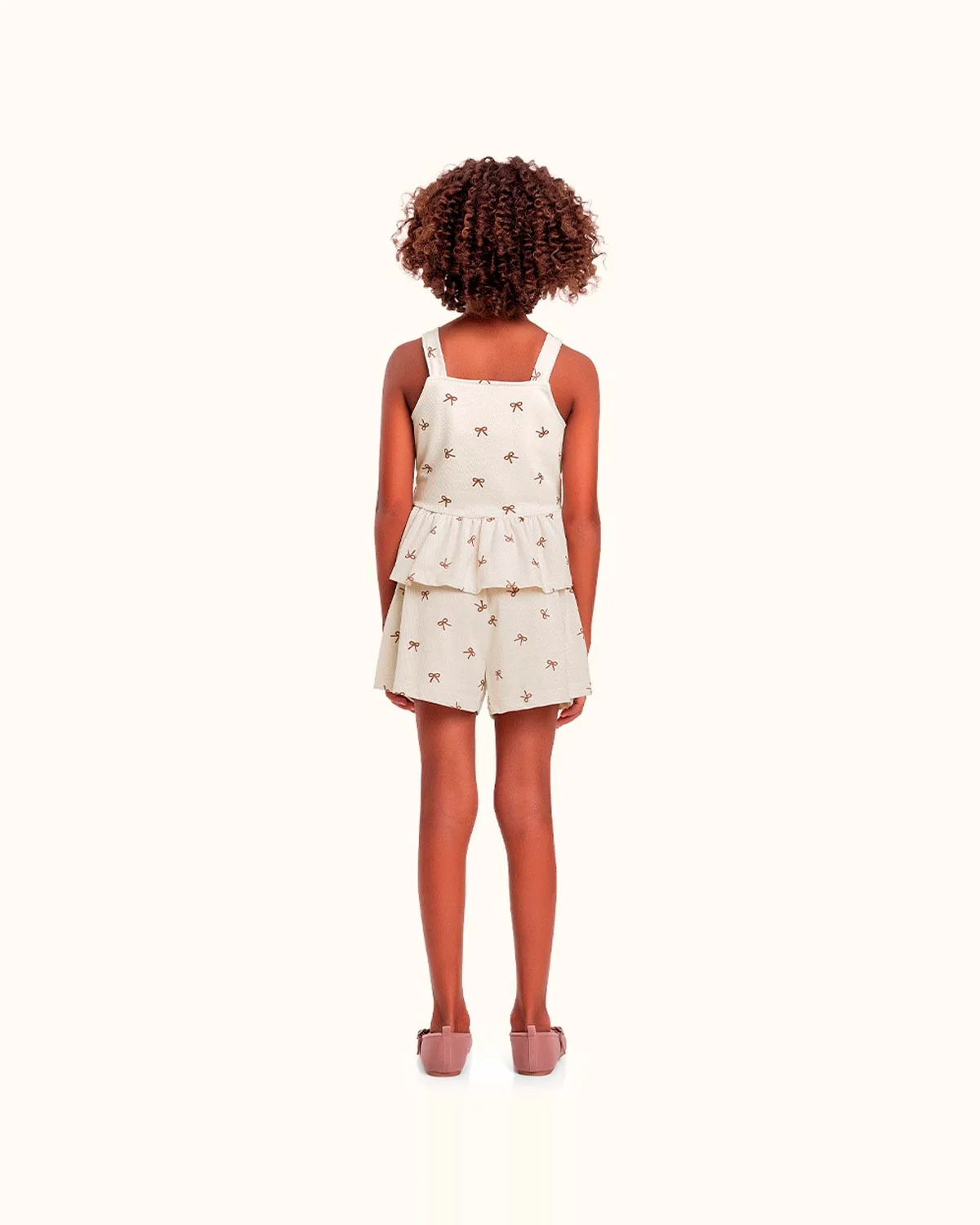 Fakini conjunto infantil blusa e short em malha feminino (foto 4)