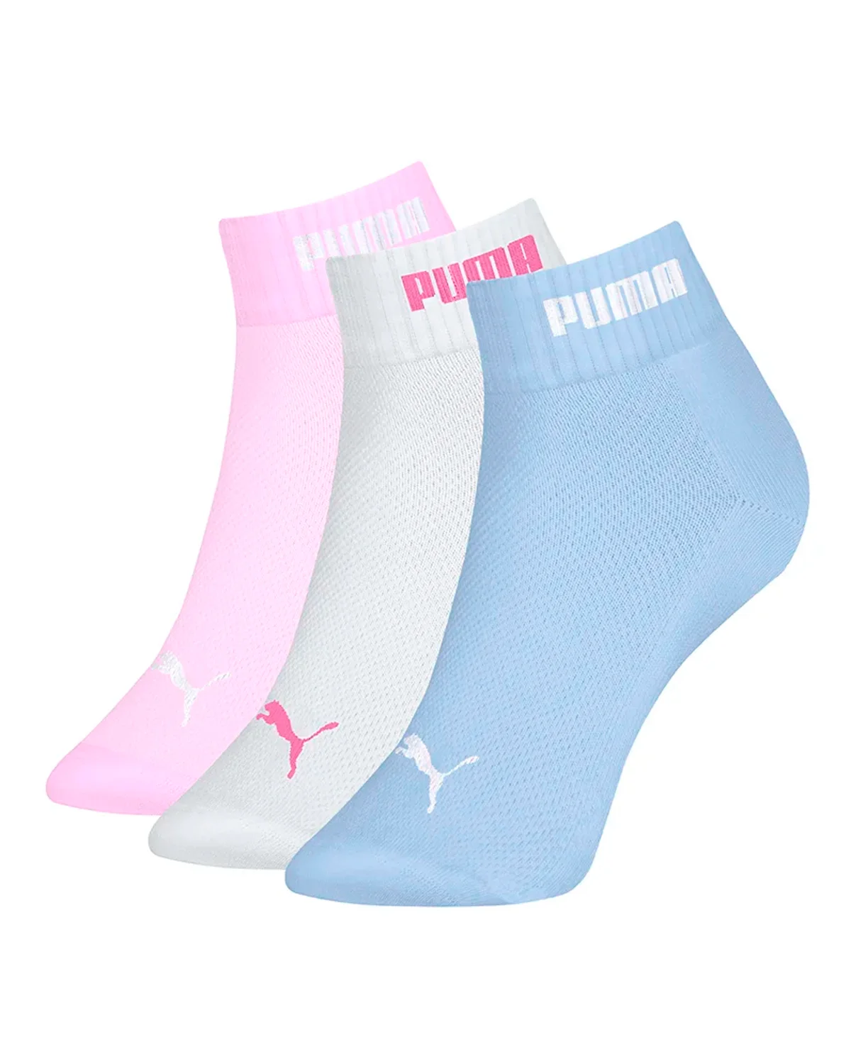 Puma meia cano baixo esportiva femininakit 3 pares 4885.001 — ROSA/BRANCO/AZUL (foto 1)