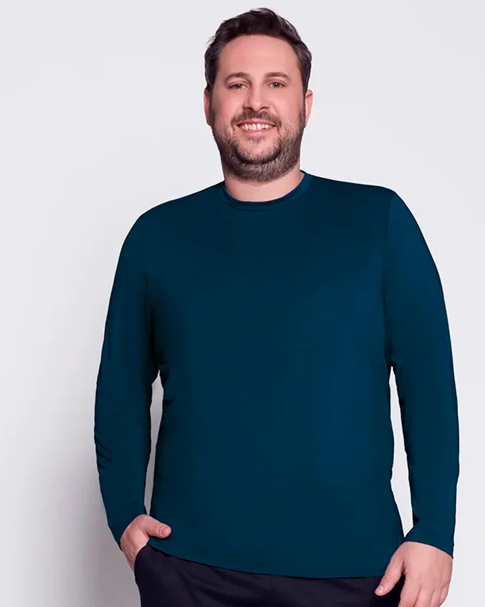 Selene camiseta masc manga longa protecao uv plus size (foto 1)