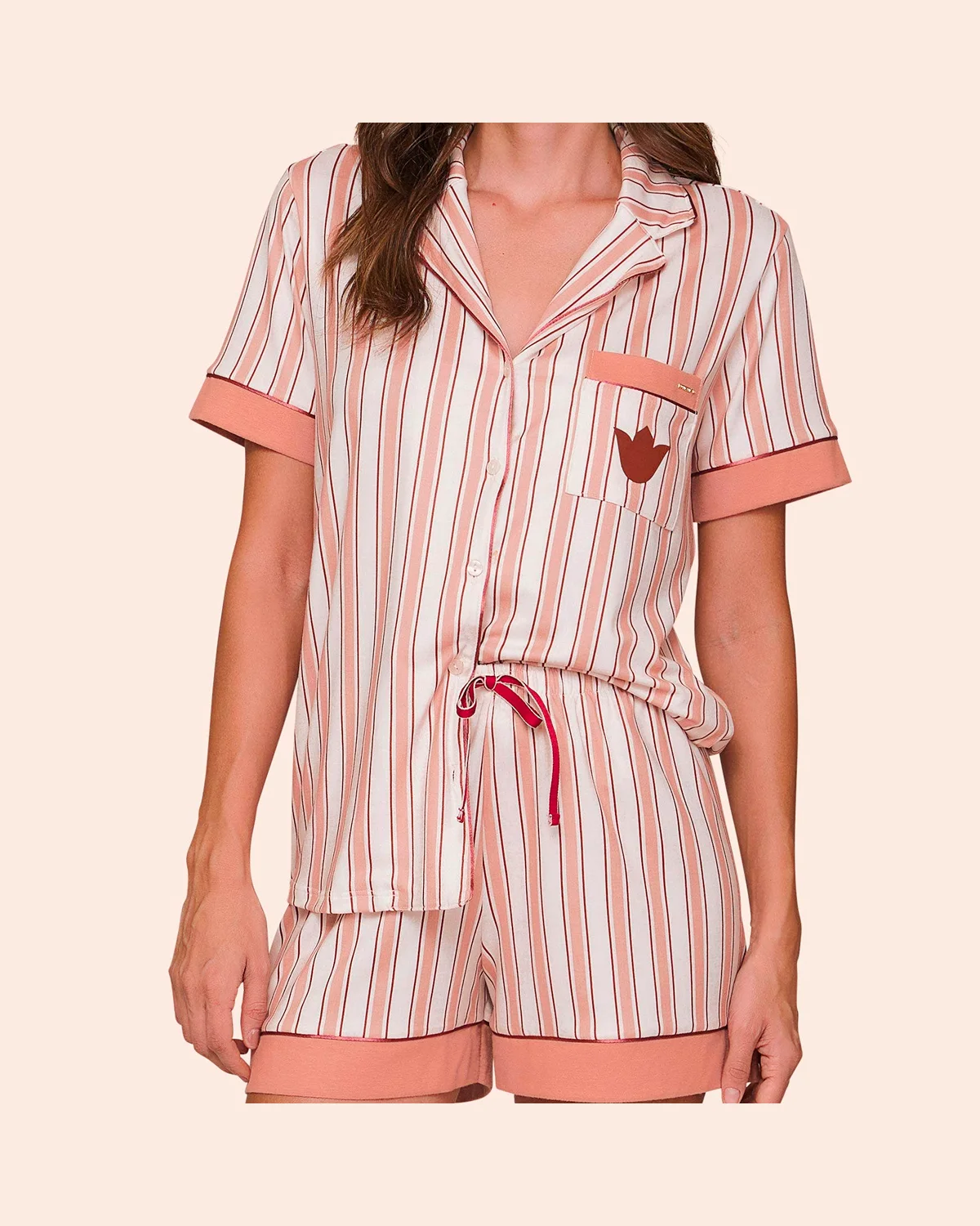 Lua luá pijama aberto short get relaxed — ROSA/OFF WHITE (foto 3)