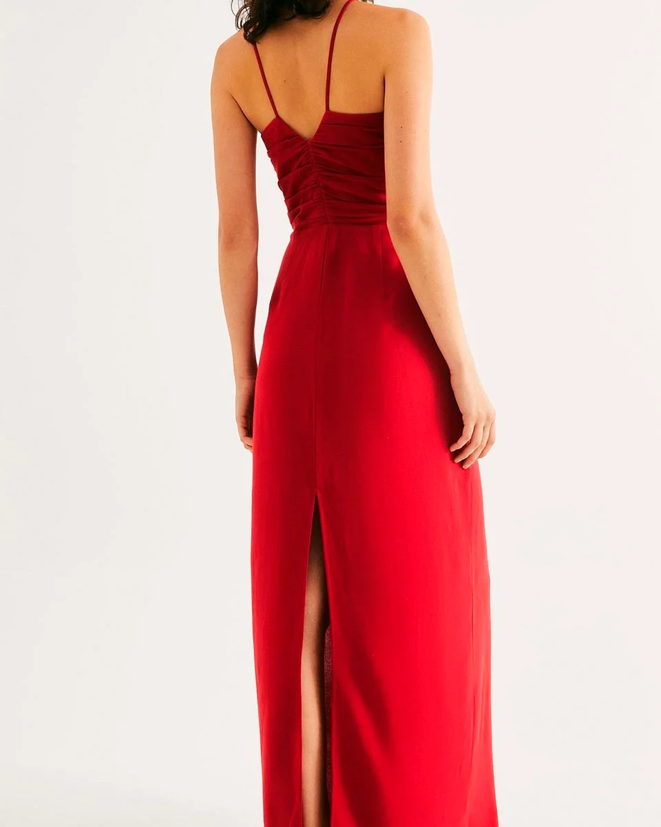 Hering vestido longo evase em viscolinho khx0 — VERMELHO (foto 4)