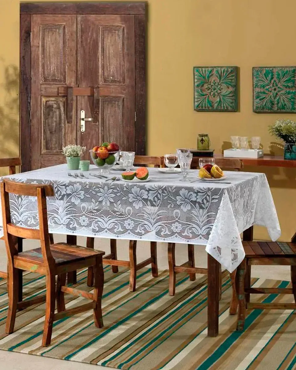Lepper toalha de renda retangular 6 lugares realeza — BRANCO (foto 1)