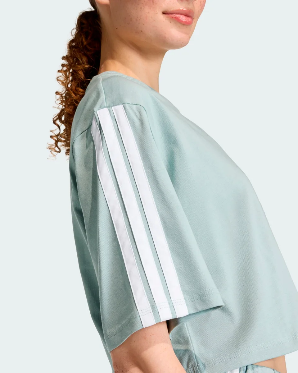 Adidas camiseta essentials solta de algodão três listras kc5223 — WONDER SAGE/WHITE (foto 3)