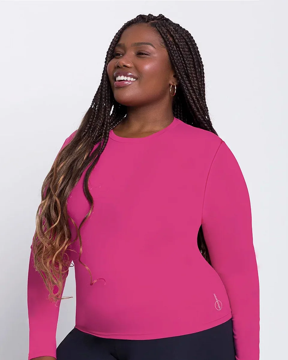 Selene camiseta feminina manga longa protecao uv plus size (foto 1)