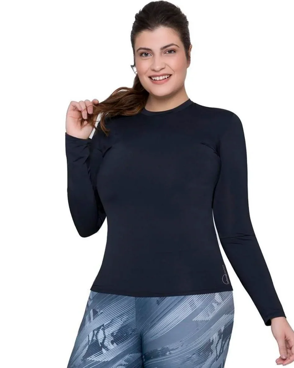 Selene camiseta feminina manga longa protecao uv plus size (foto 2)