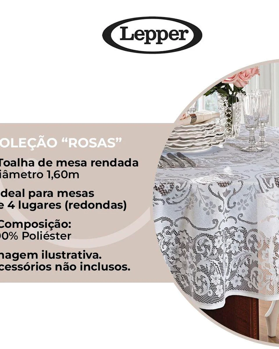 Lepper toalha de croche rosas — BRANCO (foto 2)