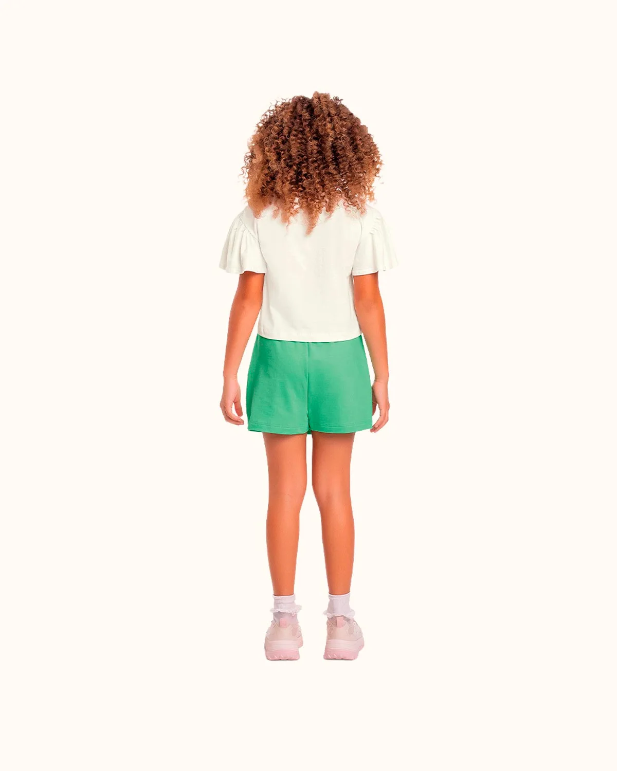 Fakini conjunto blusa e short saia em malha feminino 10.25.03214 — MARFIM/VERDE (foto 3)