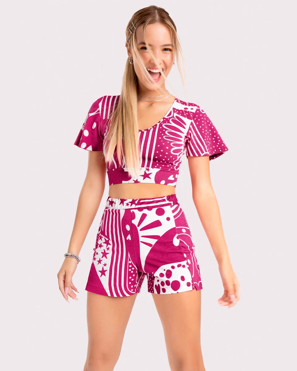 Lunender conjunto malha crepe mirage 45437 — PINK FELINE ROSA (foto 1)