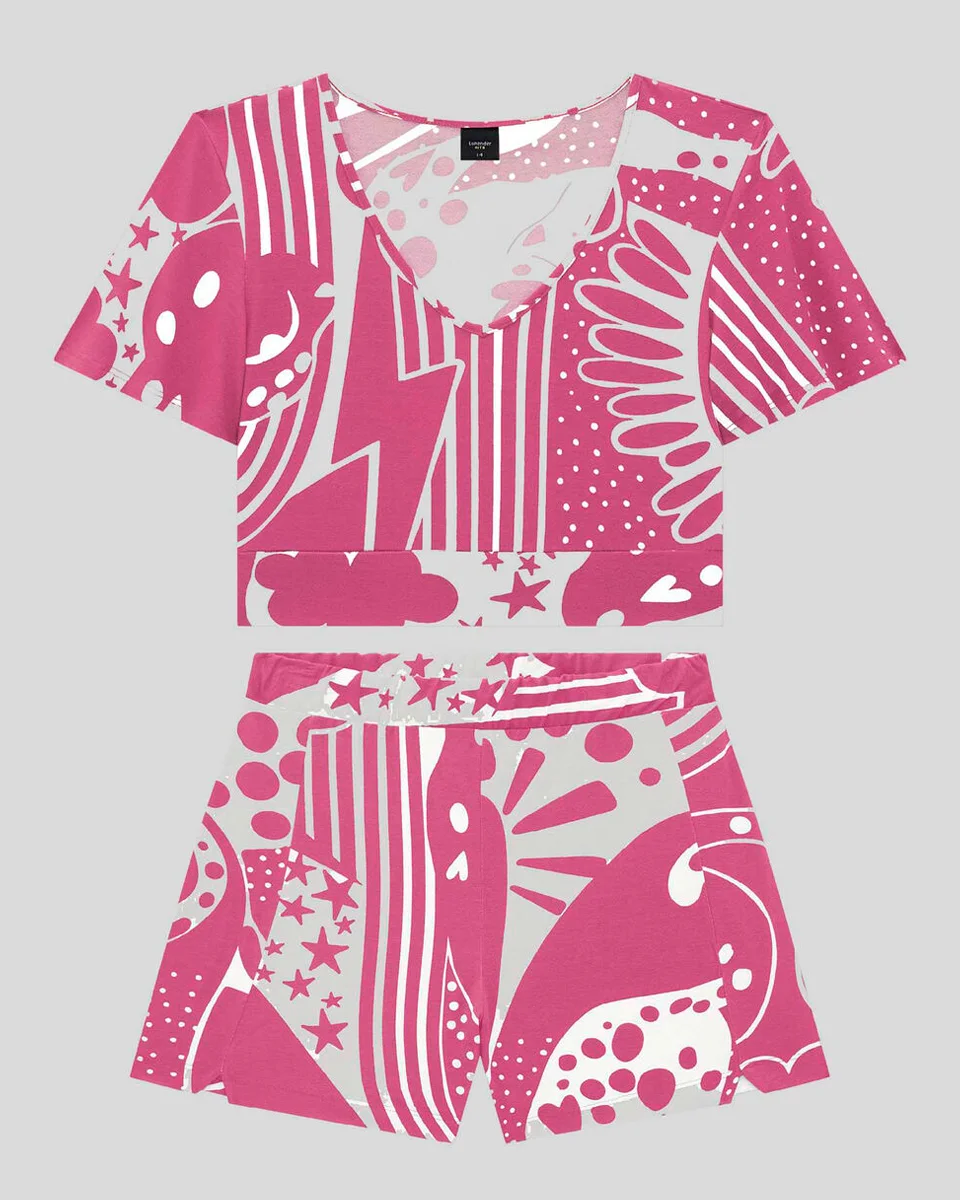 Lunender conjunto malha crepe mirage 45437 — PINK FELINE ROSA (foto 4)