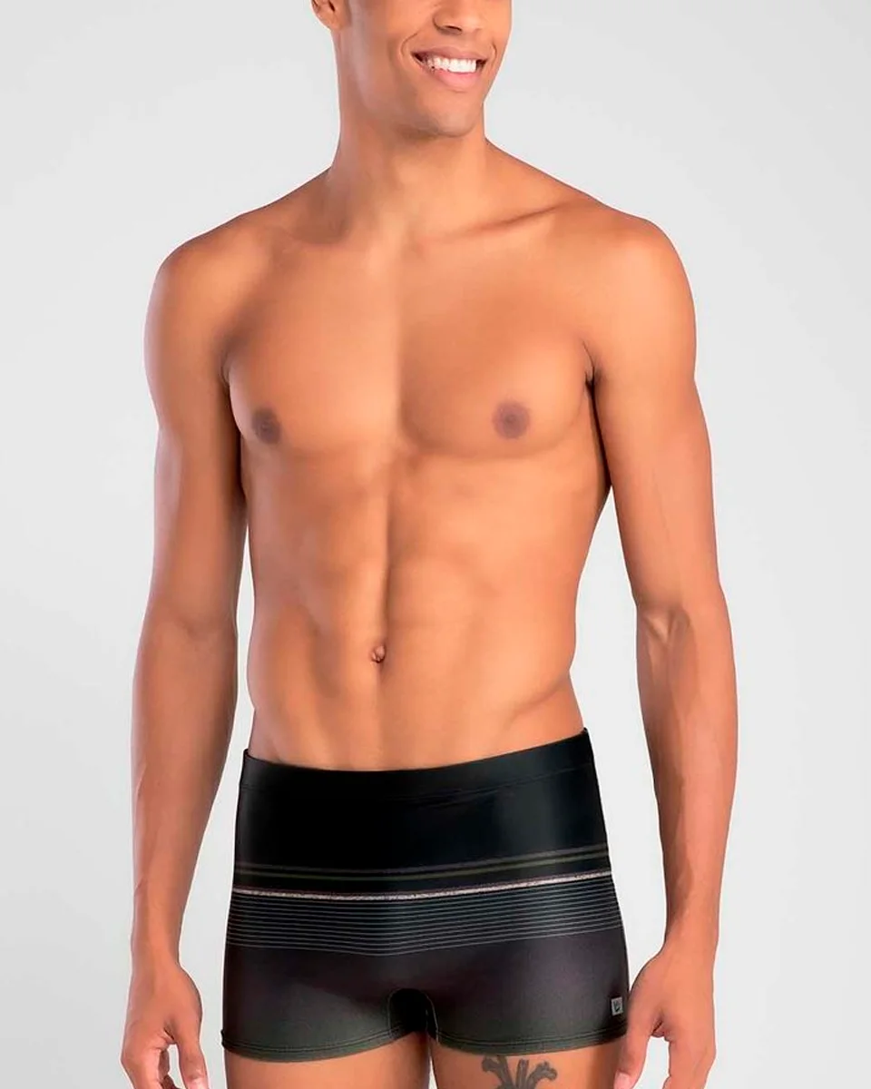 Mash sunga boxer estampada degrade listas hangloos hl3.94 — PRETO (foto 1)