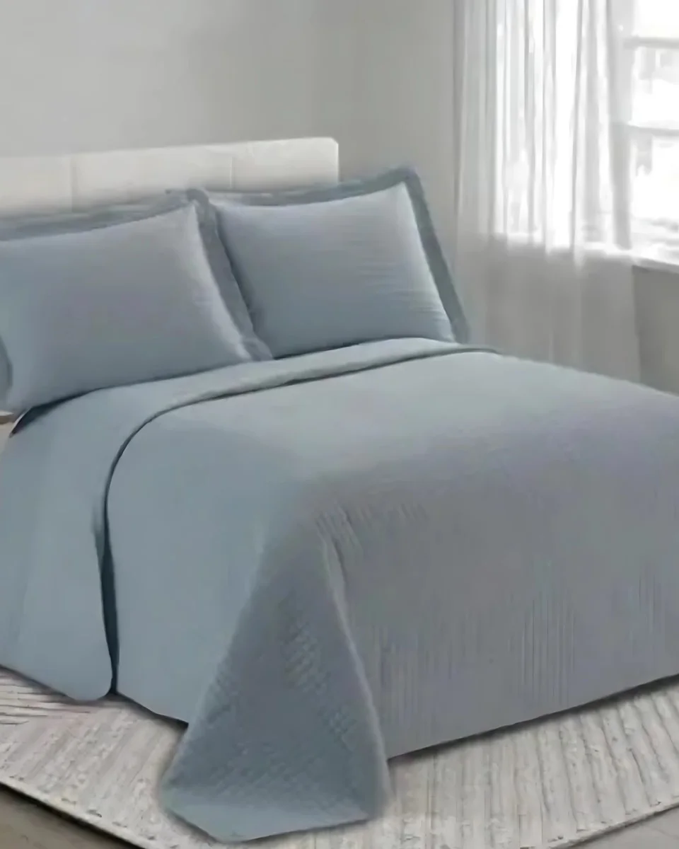 Sultan kit colcha realce premium patchwork lisa — AZUL NEVOEIRO (foto 1)