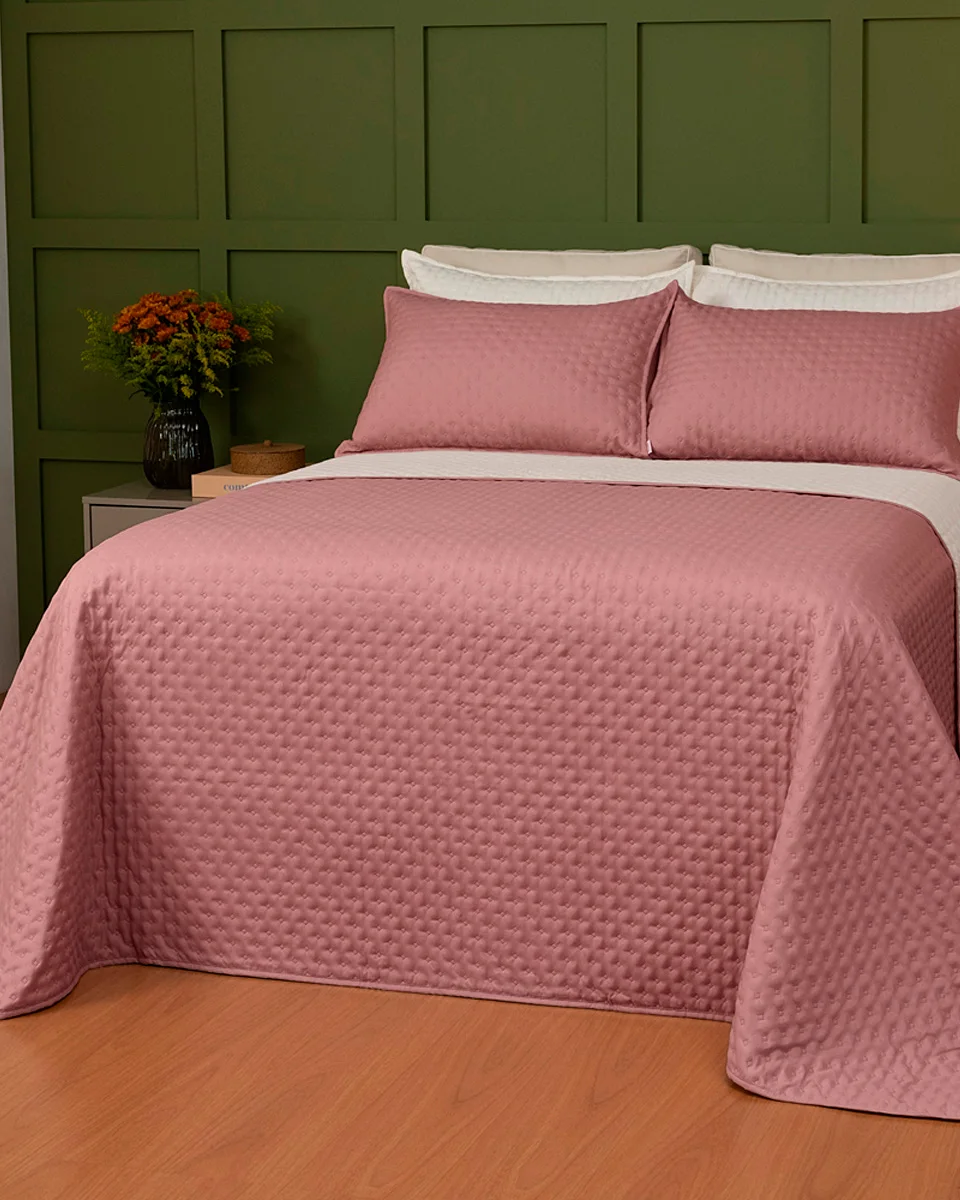 Lavive cobre leito comfy dupla face — ROSA ANTIGO/PALHA (foto 1)