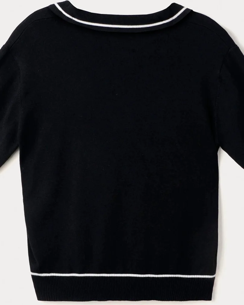 Hering camisa polo feminina curta em trico leve k6ny — PRETO (foto 2)