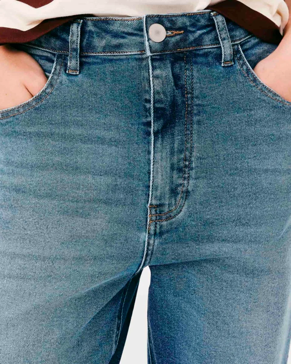 Hering calca jeans feminina reta cintura alta — AZUL (foto 4)