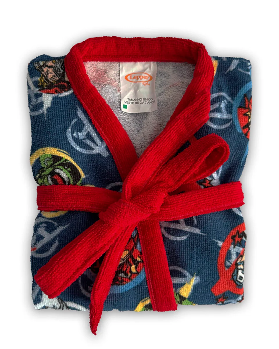 Lepper roupao aveludado infantil quimono estampado avengers — MARINHO/VERMELHO (foto 2)