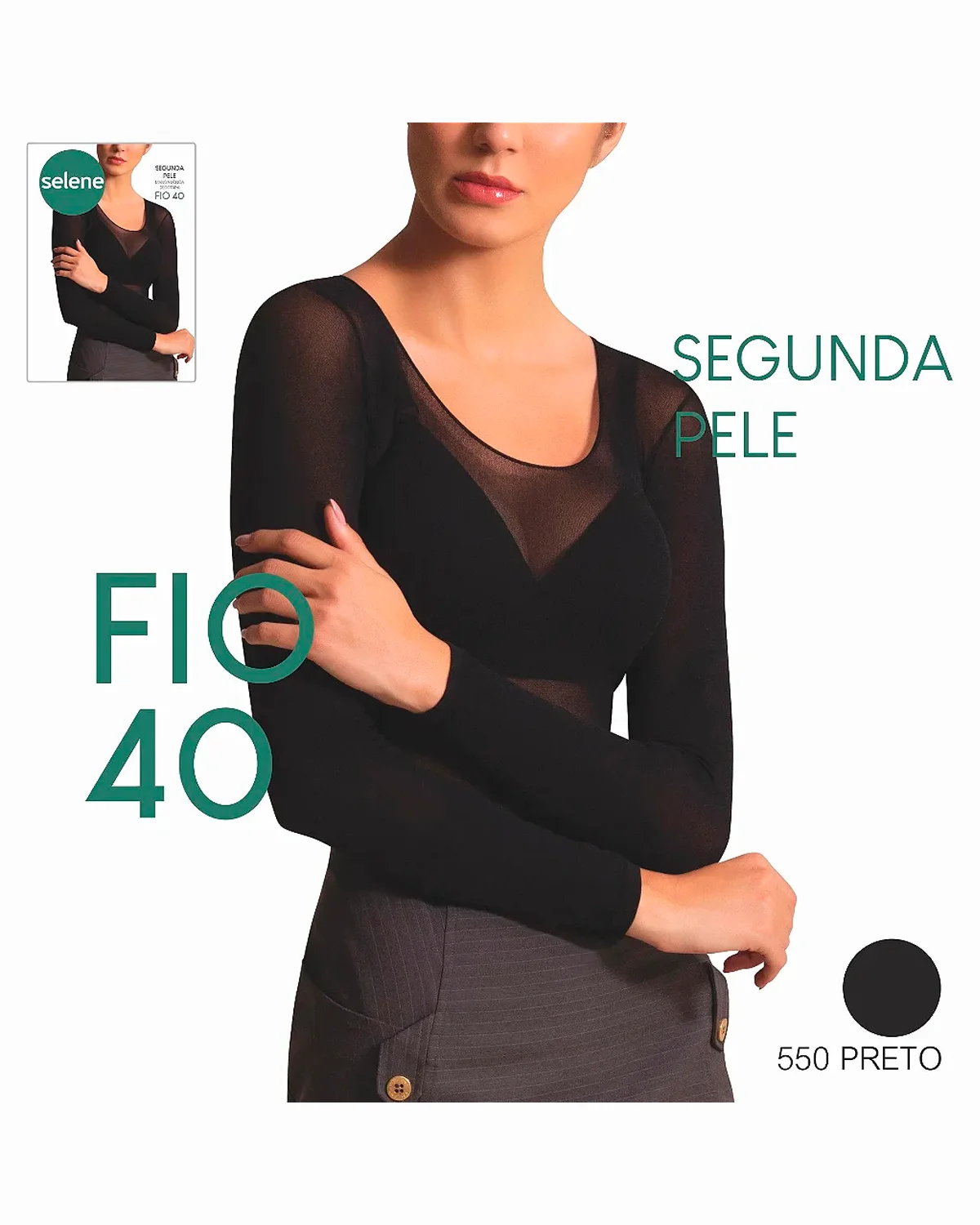 Selene camisete feminina segunda pele 9100.001 — PRETO (foto 1)