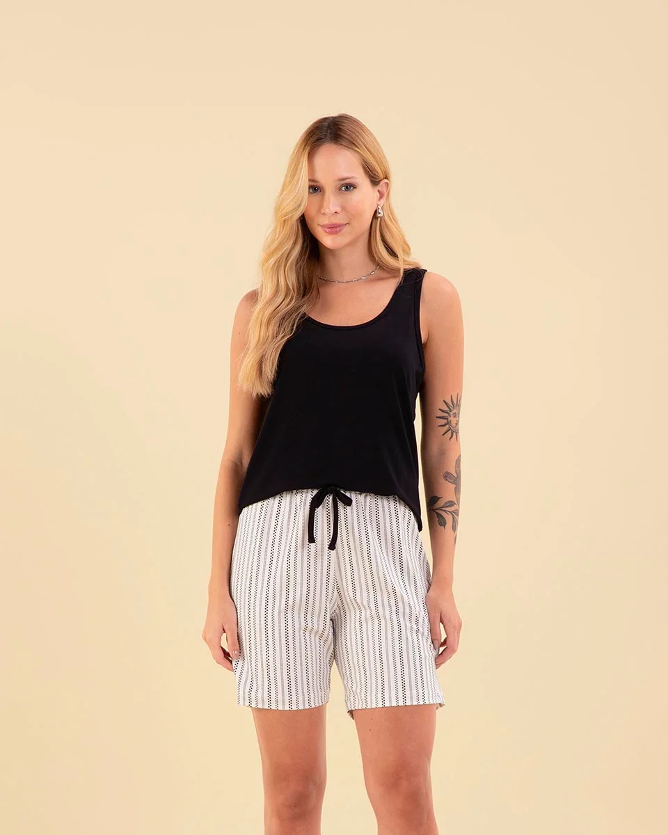 Sensare shortdoll listra poa feminino adulto — PRETO (foto 1)