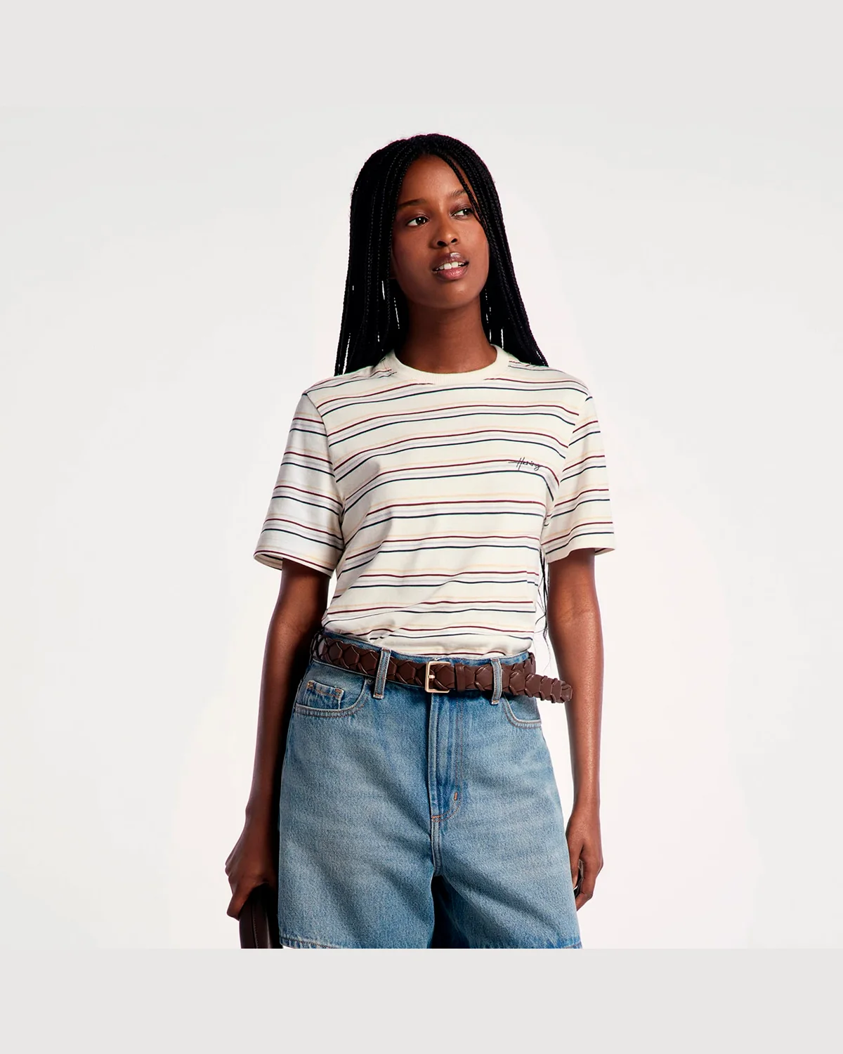 Hering camiseta feminina manga curta listrada — MULTICOLORIDO (foto 1)