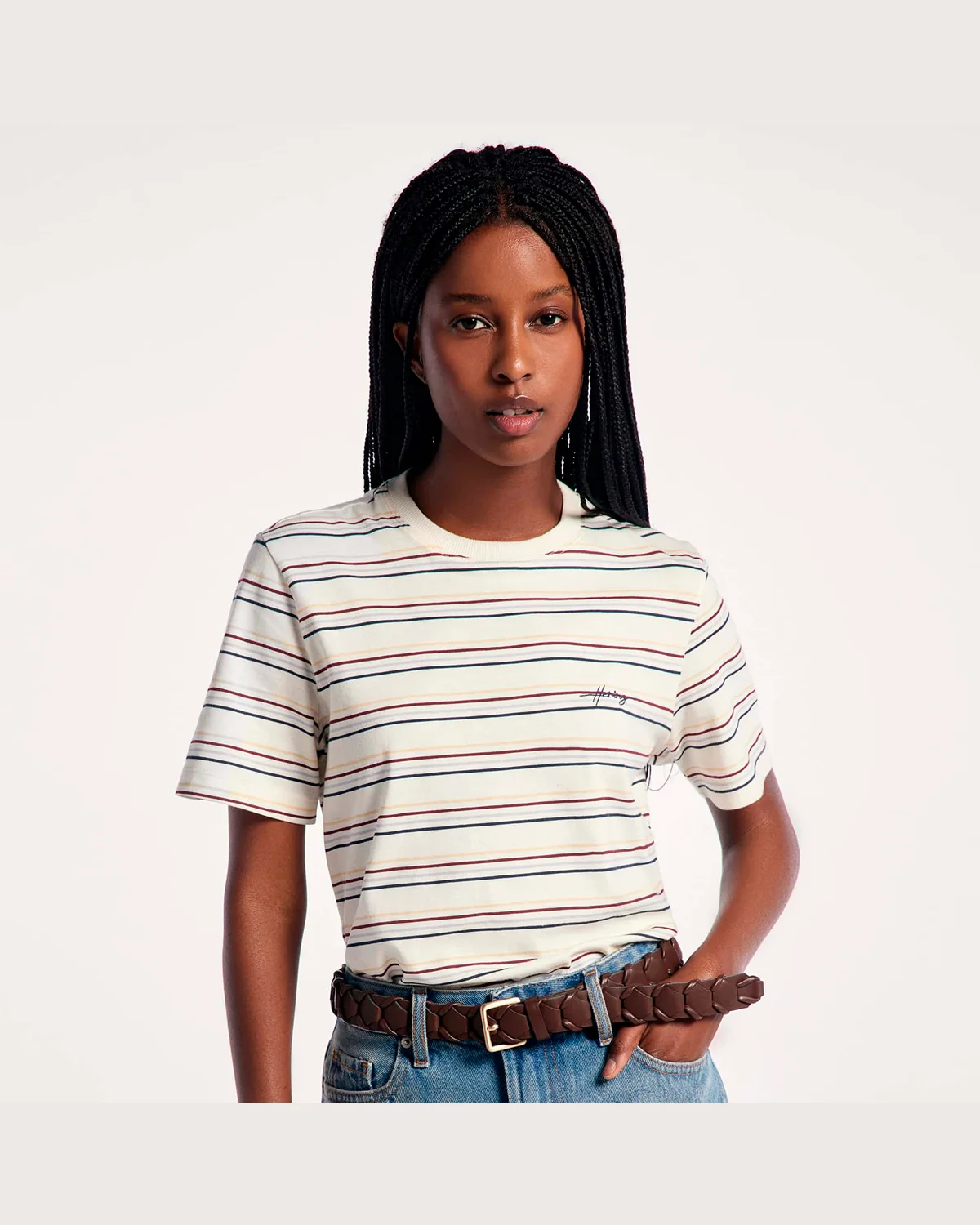Hering camiseta feminina manga curta listrada — MULTICOLORIDO (foto 2)