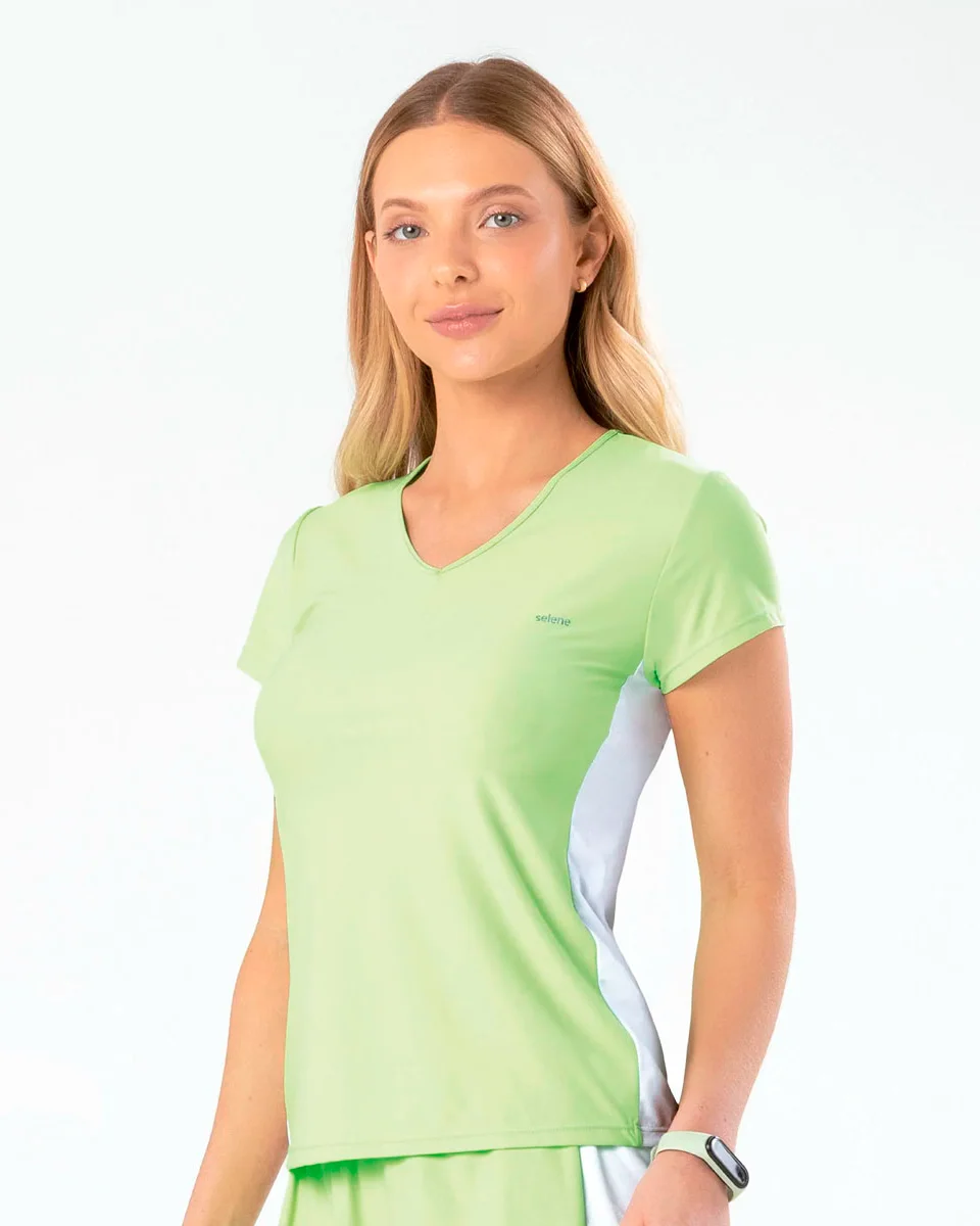 Selene camiseta com recorte lateral 20864 — MENTA/BRANCO (foto 1)