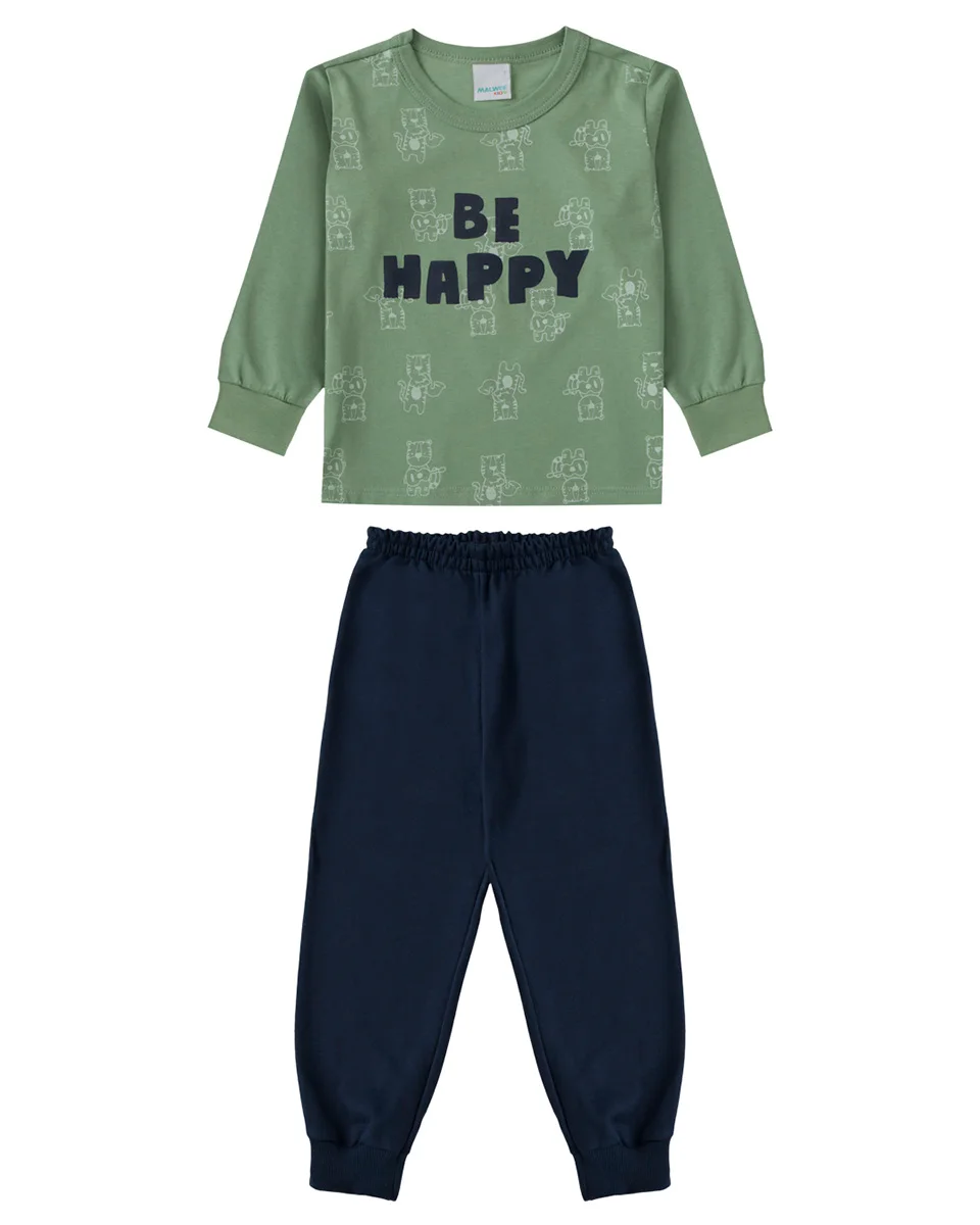 Malwee kids conjunto blusao/calca 1000091546 — VERDE/MARINHO (foto 1)