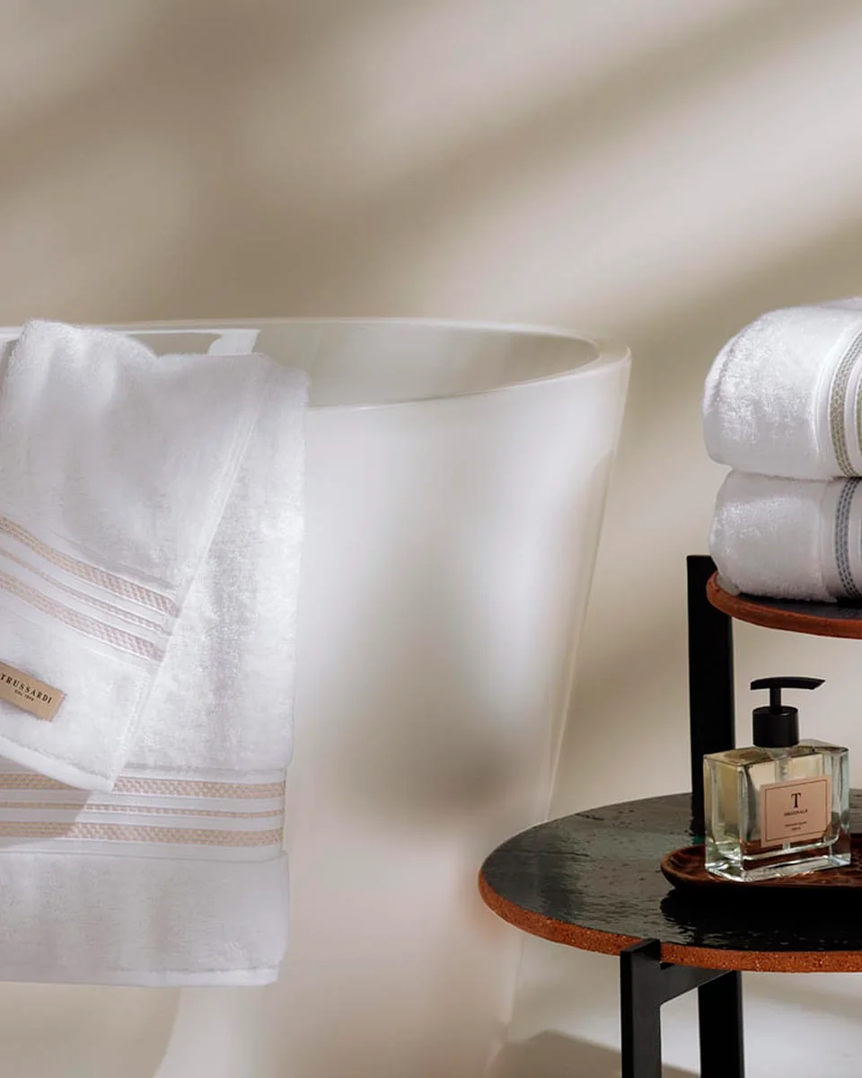 Trussardi toalha barberine – banho — BRANCO/NOCCIOLA (foto 4)