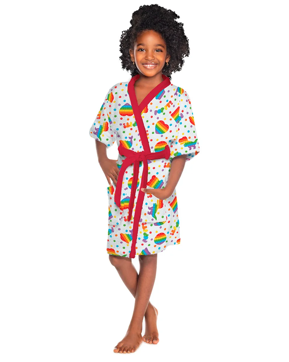 Lepper roupao felpudo infantil quimono estampado pop it — BRANCO (foto 2)