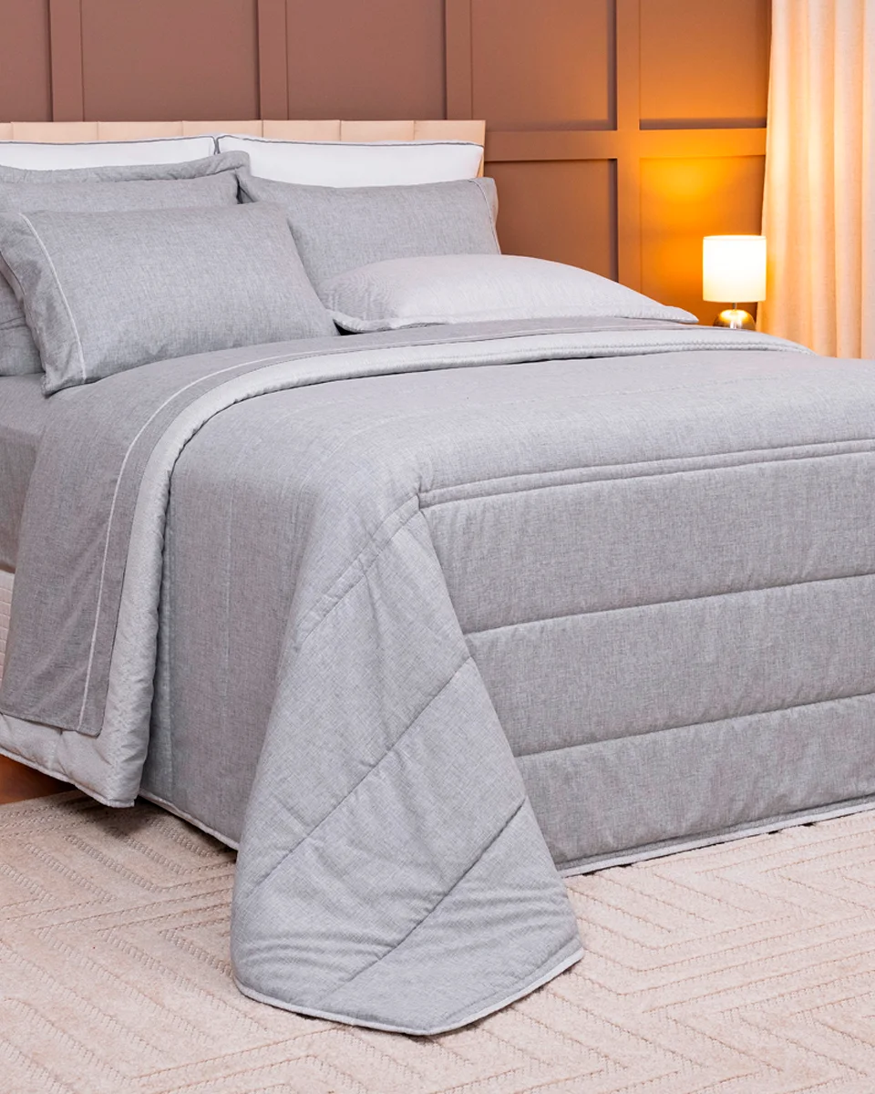Lavive cobre leito linho dupla face 03 pcs poliester — CINZA URBANO (foto 4)