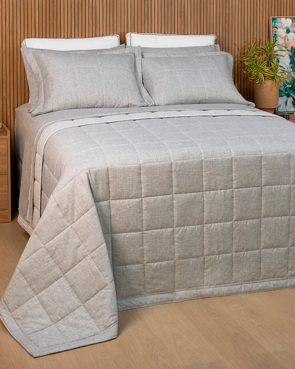 Lavive cobre leito linho dupla face 03 pcs poliester — CINZA URBANO (foto 3)