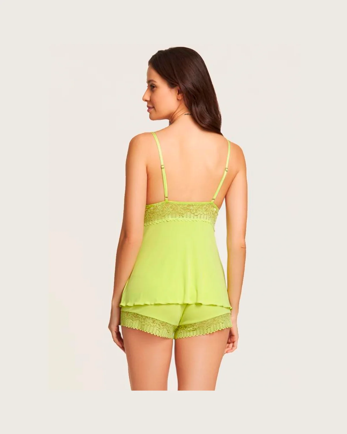 Recco babydoll microfibra c/ renda — VERDE JUICE (foto 1)
