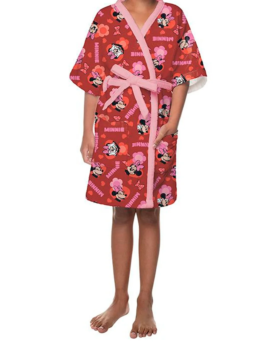Lepper roupao aveludado infantil quimono estampado minnie mouse — VERMELHO/ROSA (foto 1)