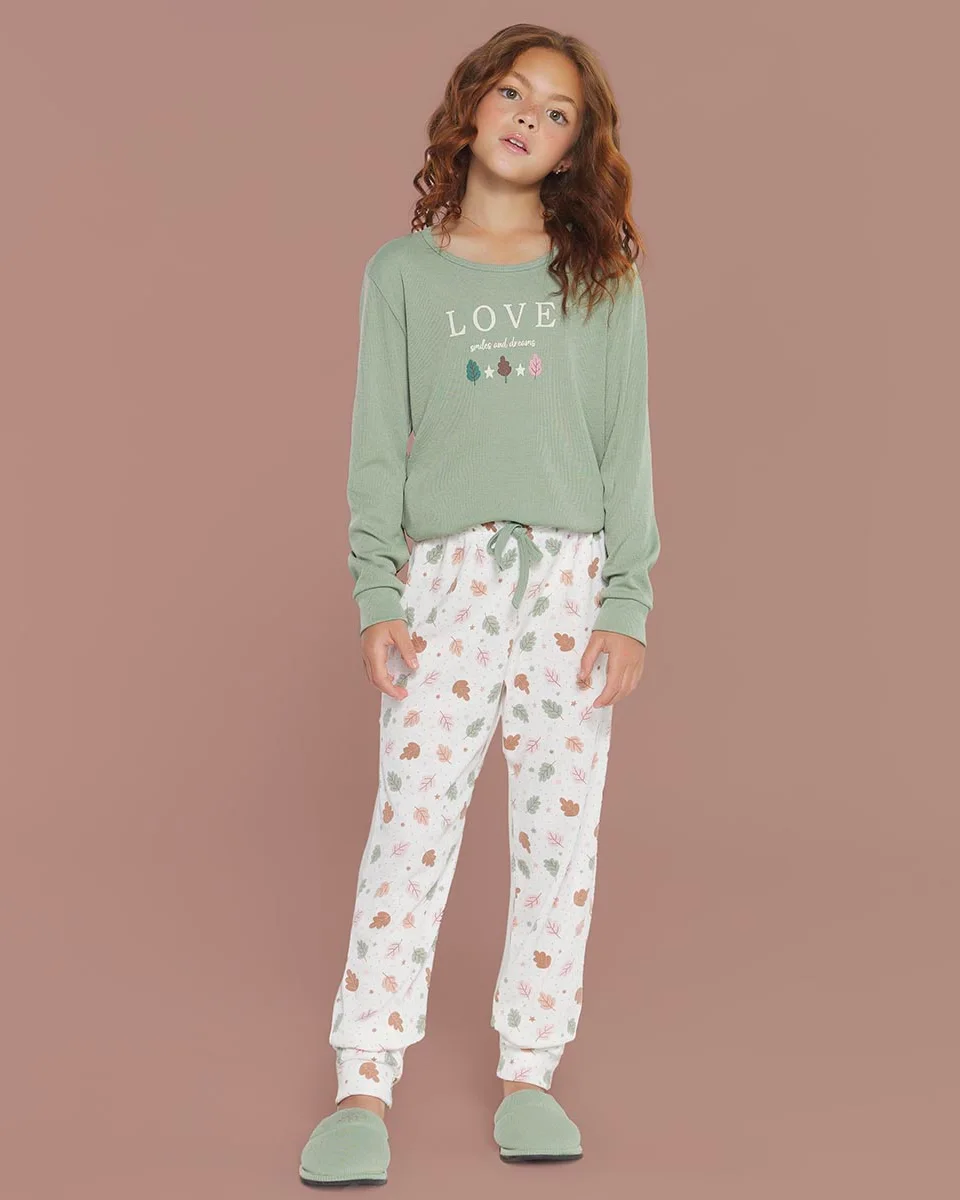 Sensare pijama longo fem inf 140047 — VERDE/ESTAMPADO (foto 1)