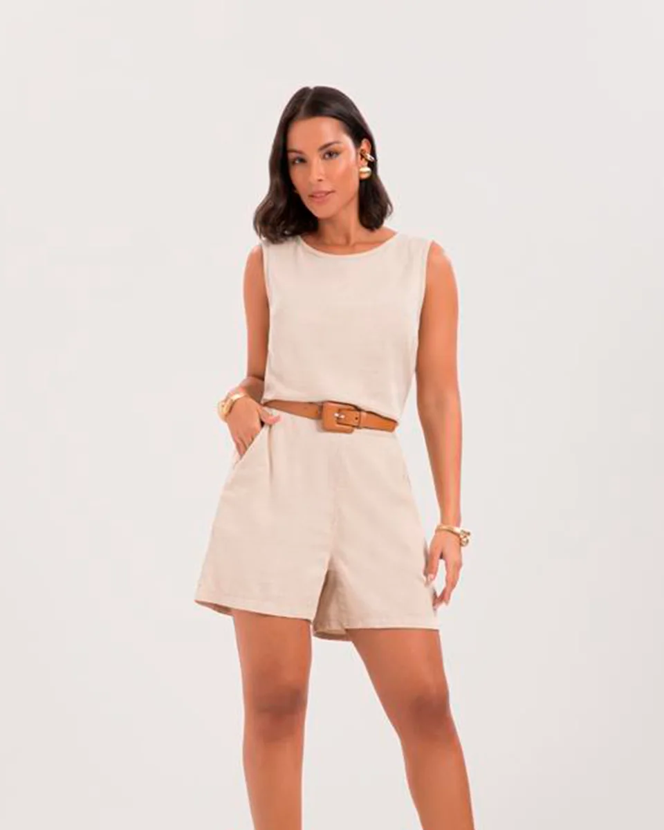 Lunender conjunto shorts sarja j0216 — BEGE MARFIM (foto 1)