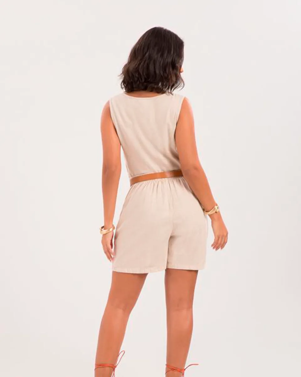 Lunender conjunto shorts sarja j0216 — BEGE MARFIM (foto 2)