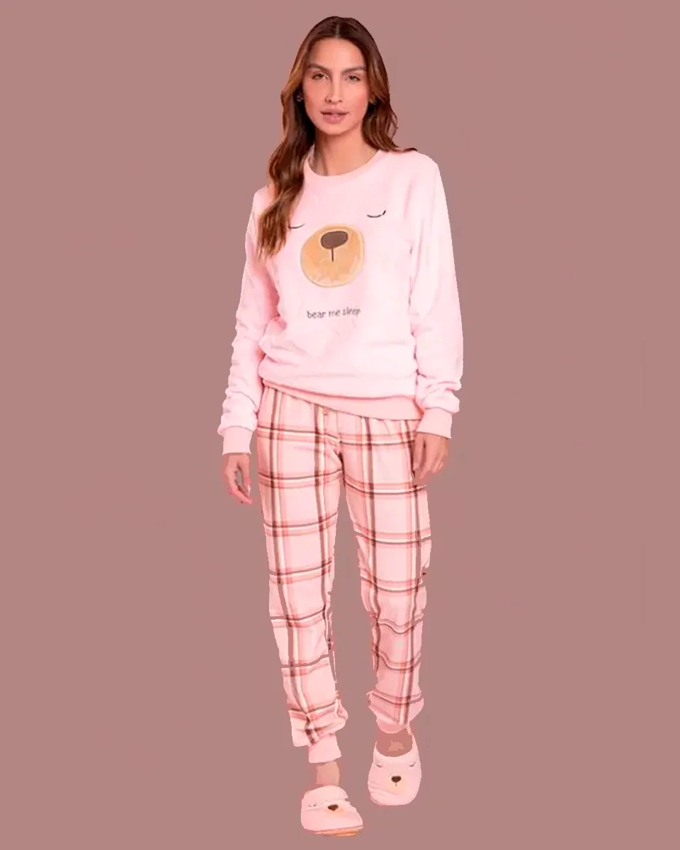 Lua luá pijama fleece bear me sleep — ROSA (foto 1)