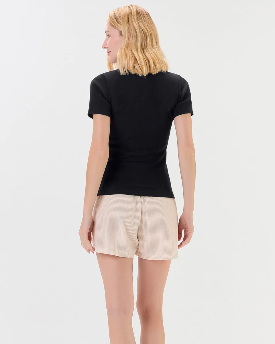 Cor com amor blusa feminina manga curta 2011274 — PRETO (foto 2)