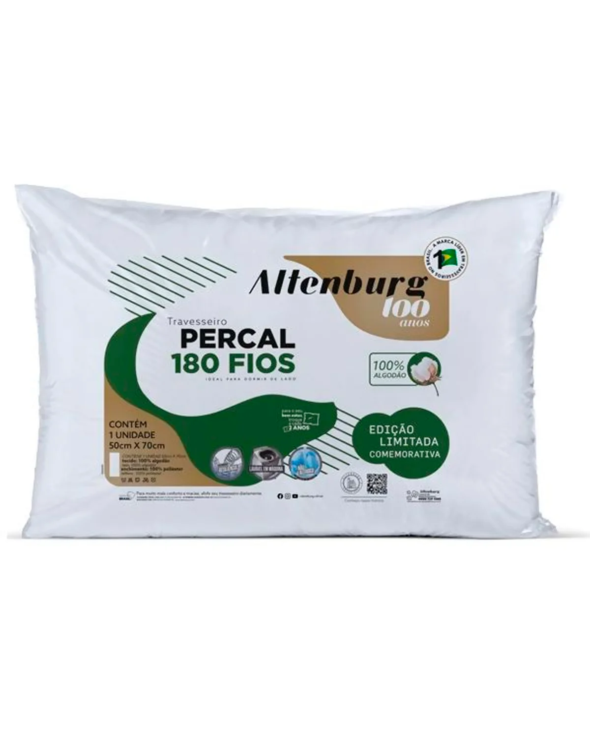 Altenburg travesseiro 180 fios 100 anos — BRANCO (foto 1)