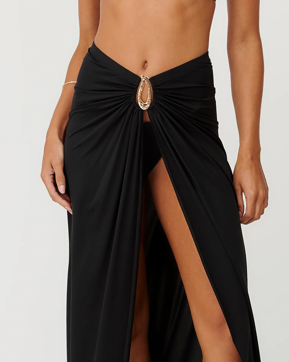 Belles beachwear saia longa em luna origem — PRETO (foto 2)