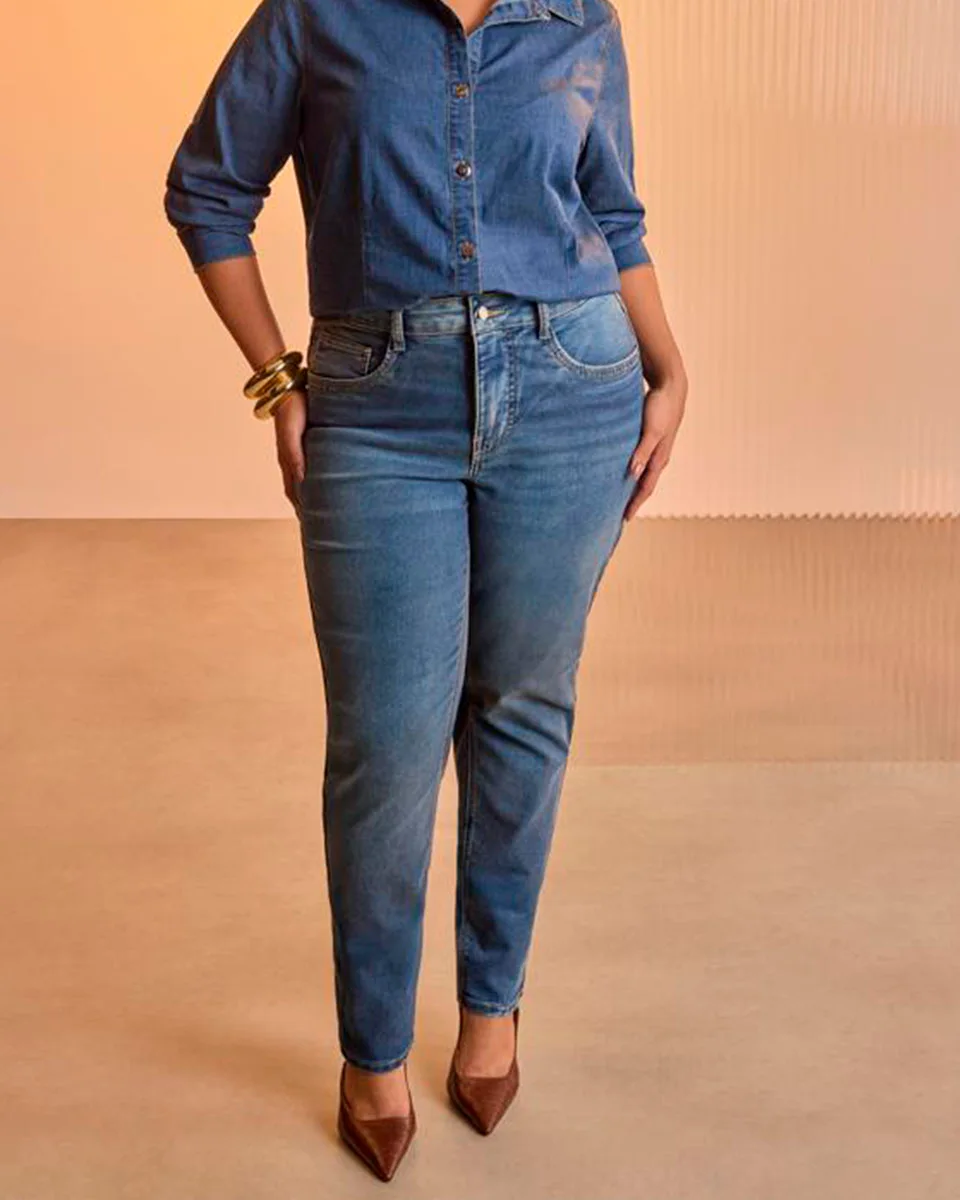 Lunender calca com elastano j6750 — JEANS MEDIO (foto 1)