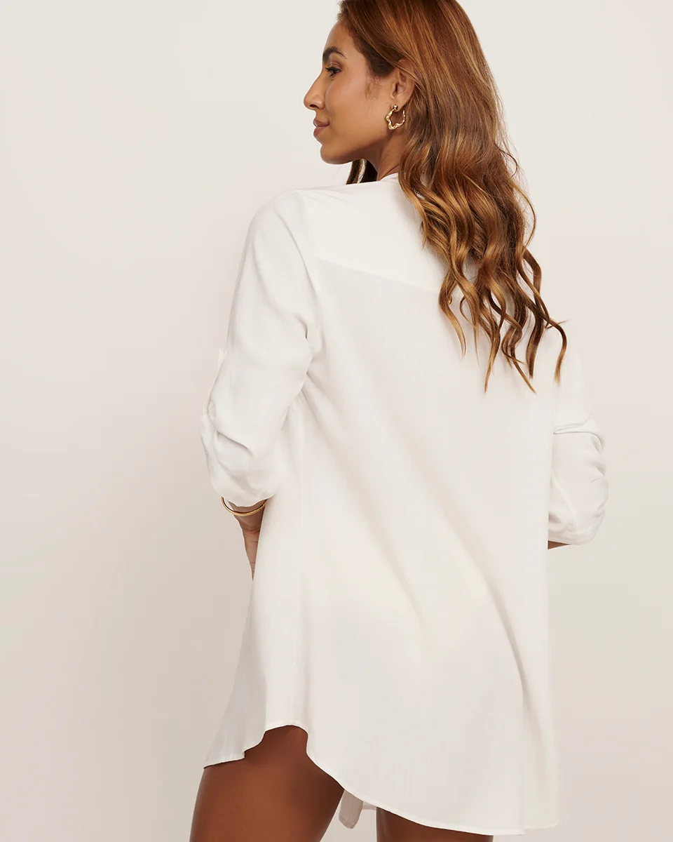 Belles beachwear chemise curta em viscolinho brisa — OFF WHITE (foto 1)