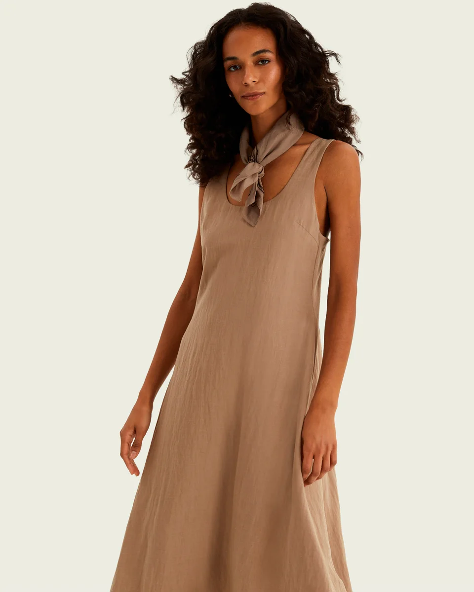 Hering vestido midi feminino k6uz — CAQUI (foto 1)