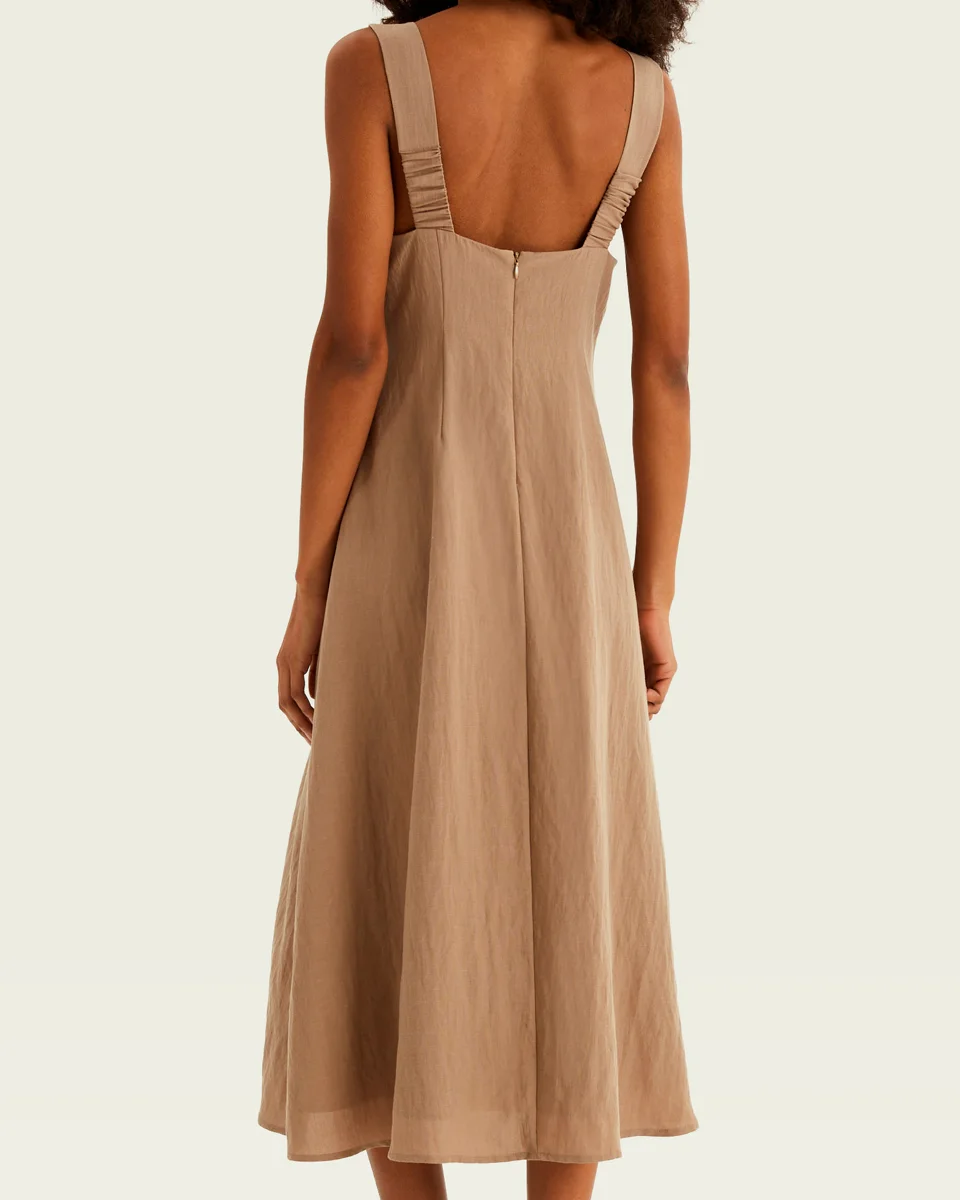 Hering vestido midi feminino k6uz — CAQUI (foto 3)