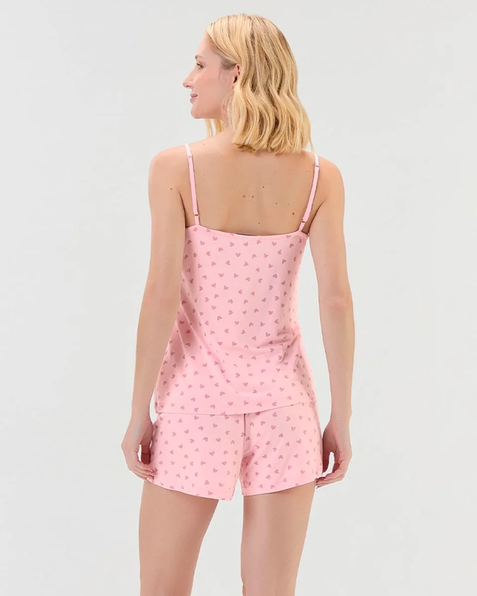Cor com amor pijama feminino manga alca com shorts 2011140 — ROSA (foto 2)