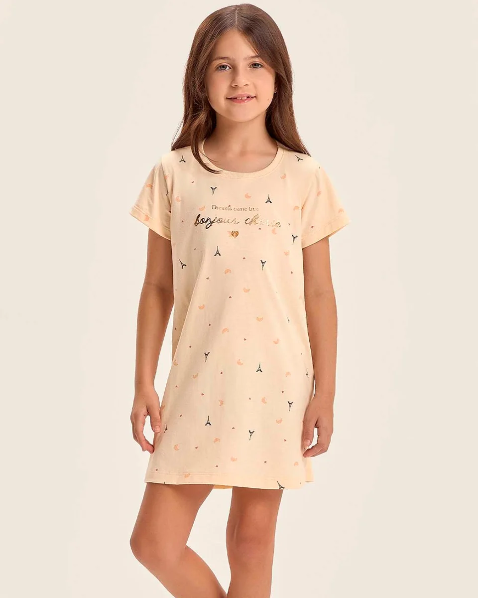 Cor com amor camisola infantil feminino — PESSEGO (foto 1)