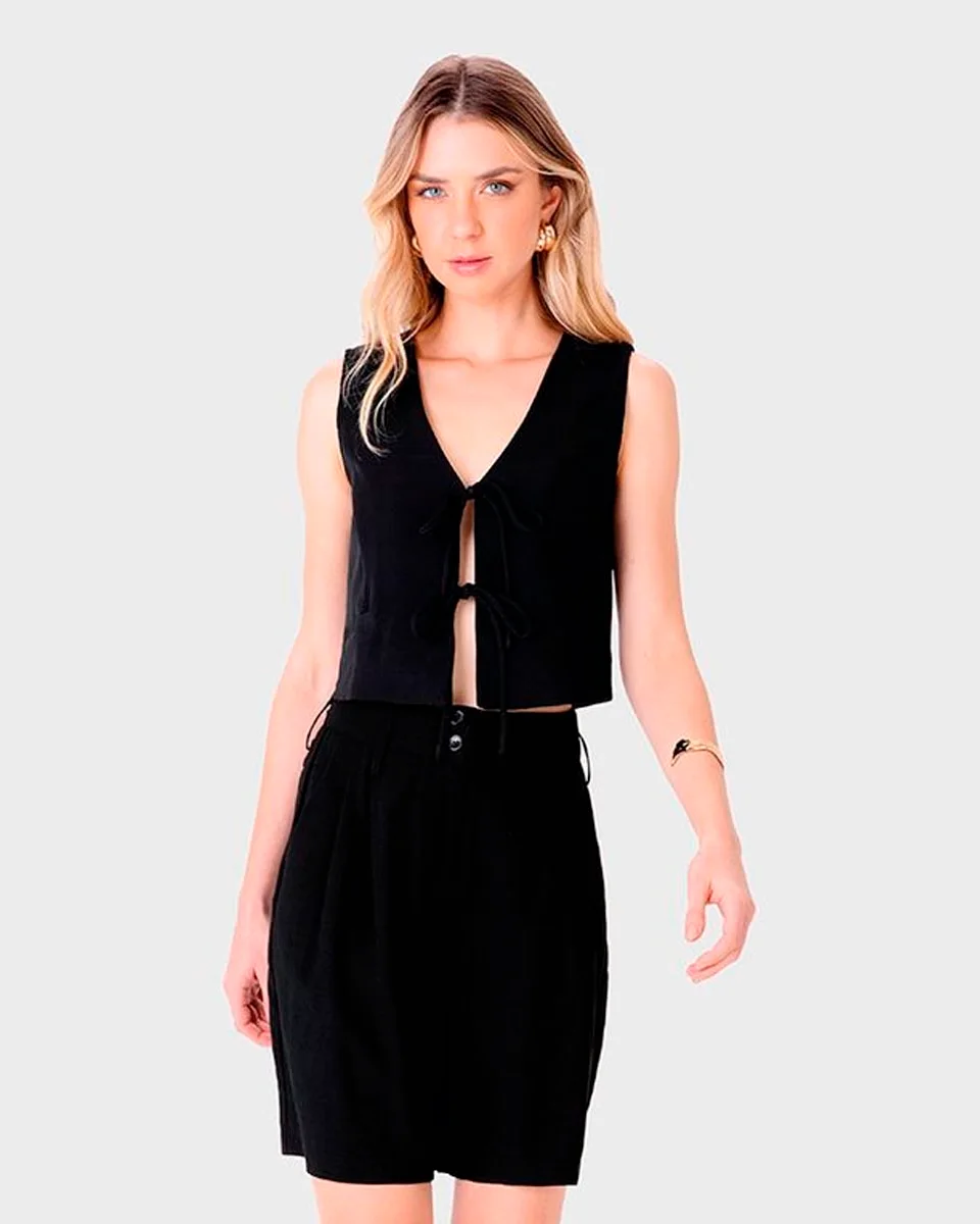 Malwee colete cropped amarracao 1000129002 — PRETO (foto 3)