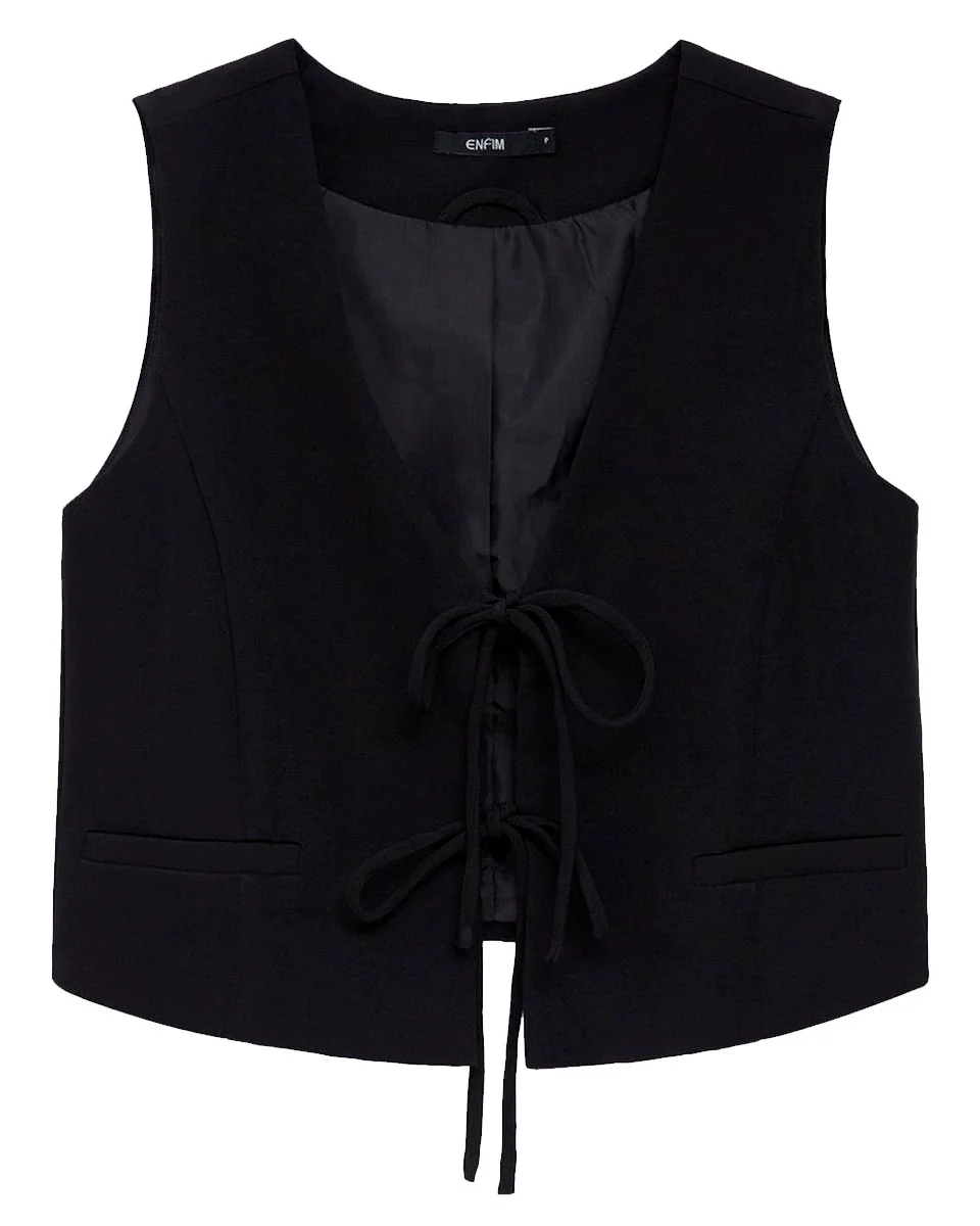 Malwee colete cropped amarracao 1000129002 — PRETO (foto 1)