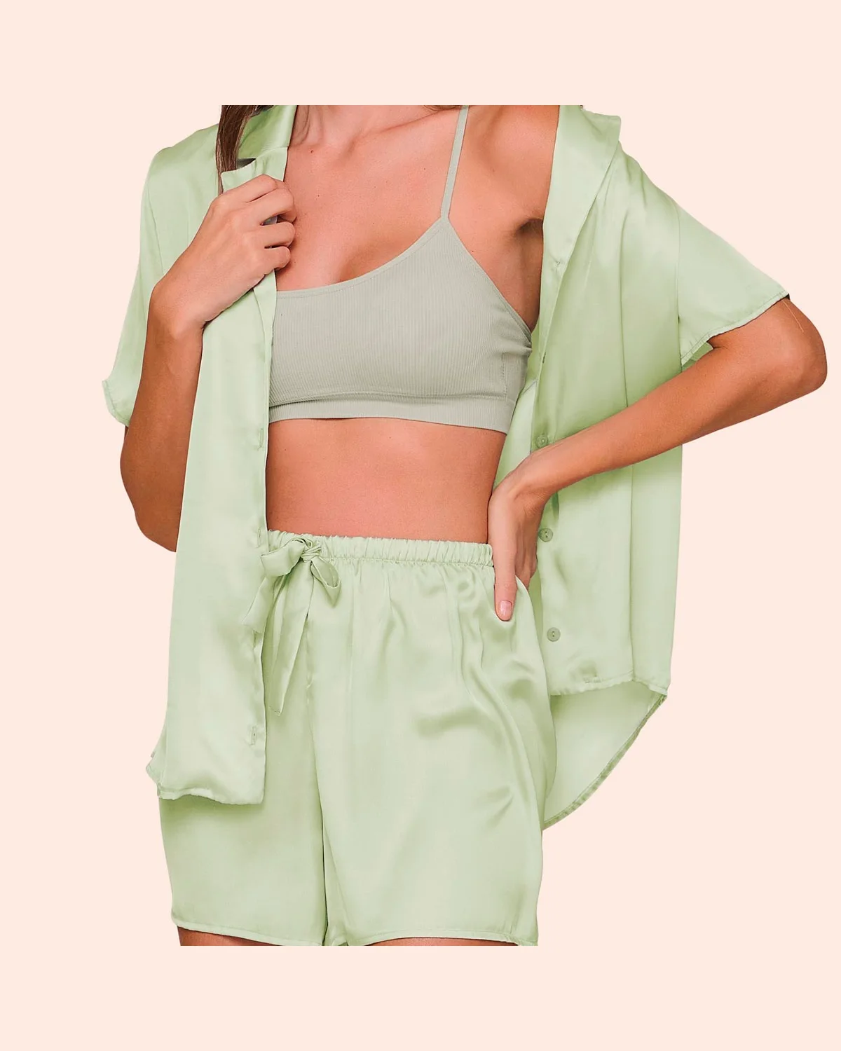 Lua luá pijama aberto short fresh mint — VERDE (foto 1)