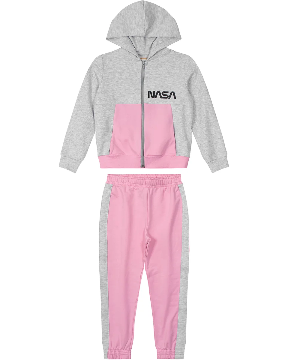 Carinhoso conjunto jaqueta/calca 1000092428 — MESCLA/ROSA (foto 2)