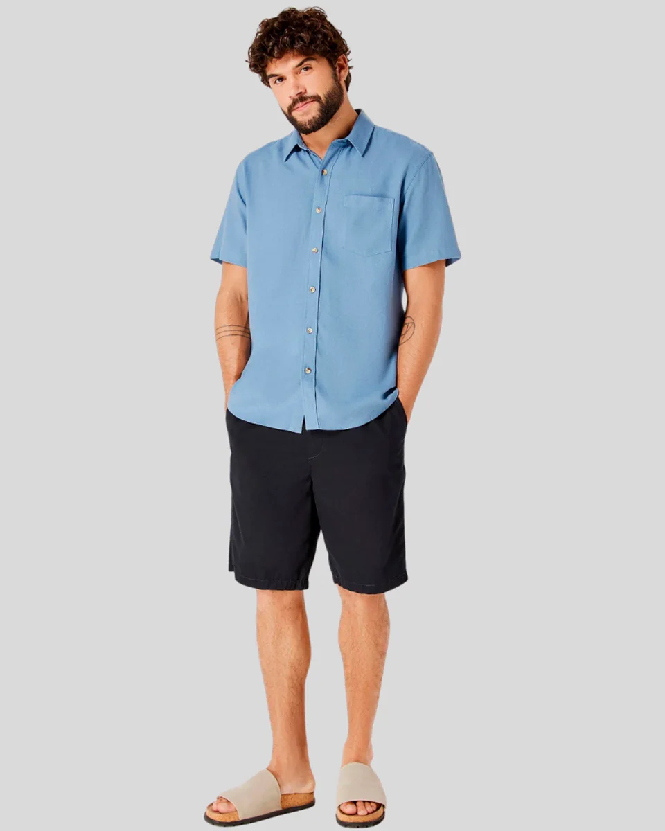 Hering bermuda basica masculina reta em sarja h4fa — PRETO (foto 1)