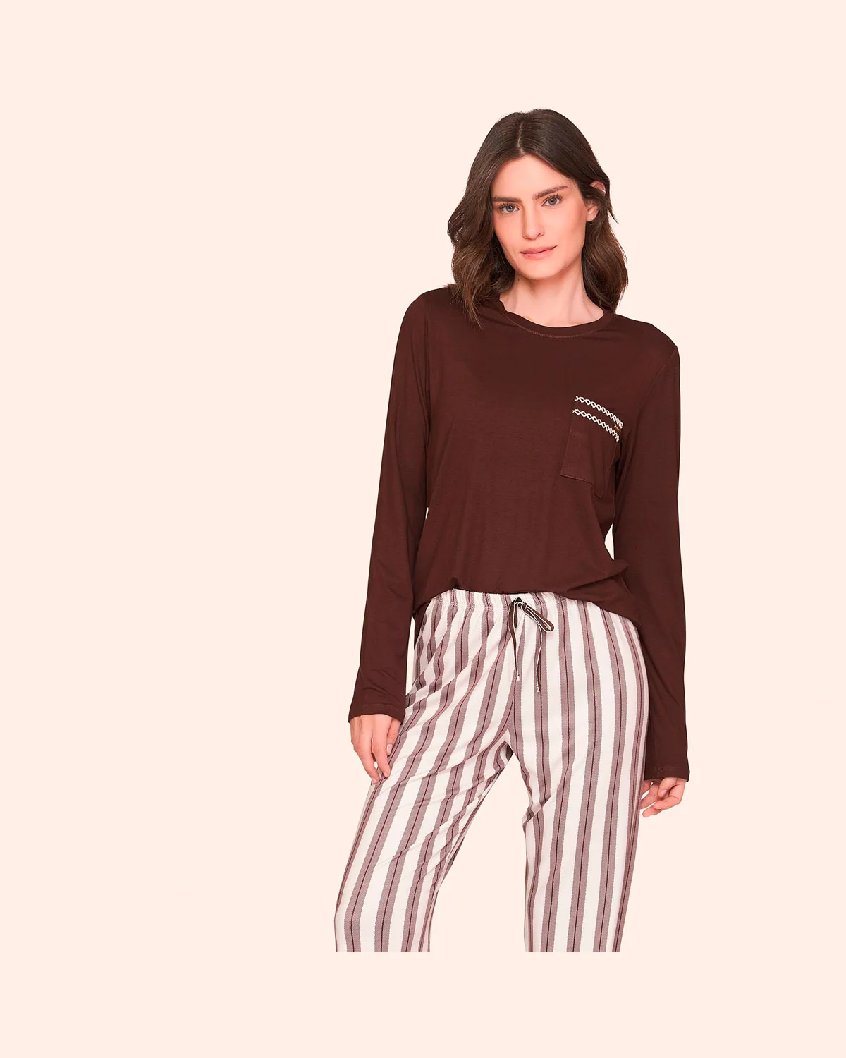 Lua luá pijama comfort chic harmony — MARROM (foto 1)